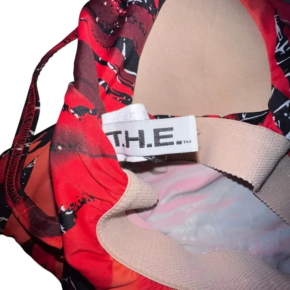 T.H.E. swimwear ladies size 12 adj straps vents‎ gypsy goth tropical tankini